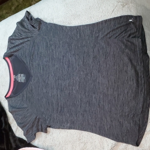 DANSKIN NOW Womens Greystone Heather V-Neck SSleeve Semi-Fitted T-Shirt-EC-Sz L - Picture 10 of 16